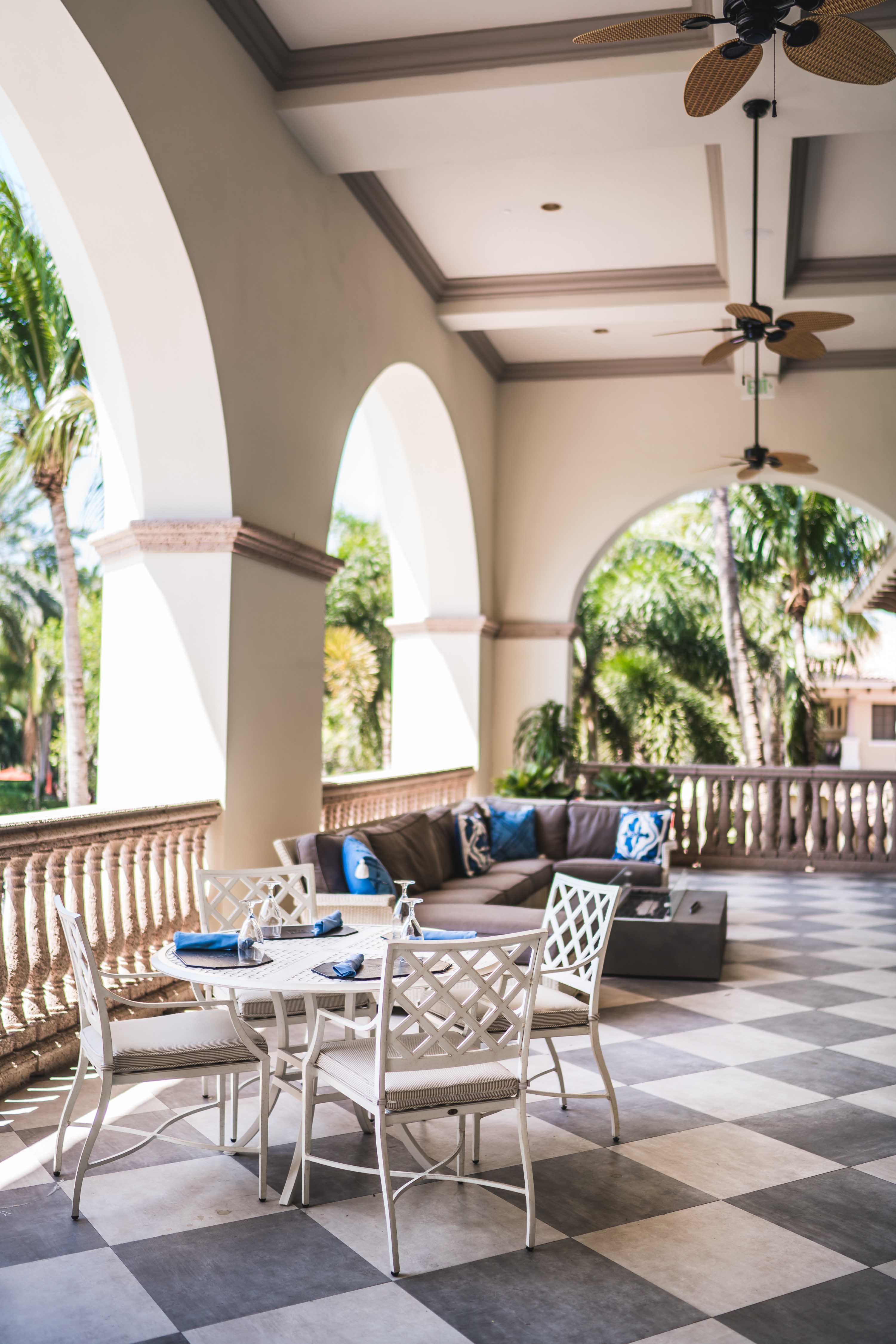 patio of Frenchman's Creek Beach & Country Club in Palm Beach Gardens Florida by j banks design group