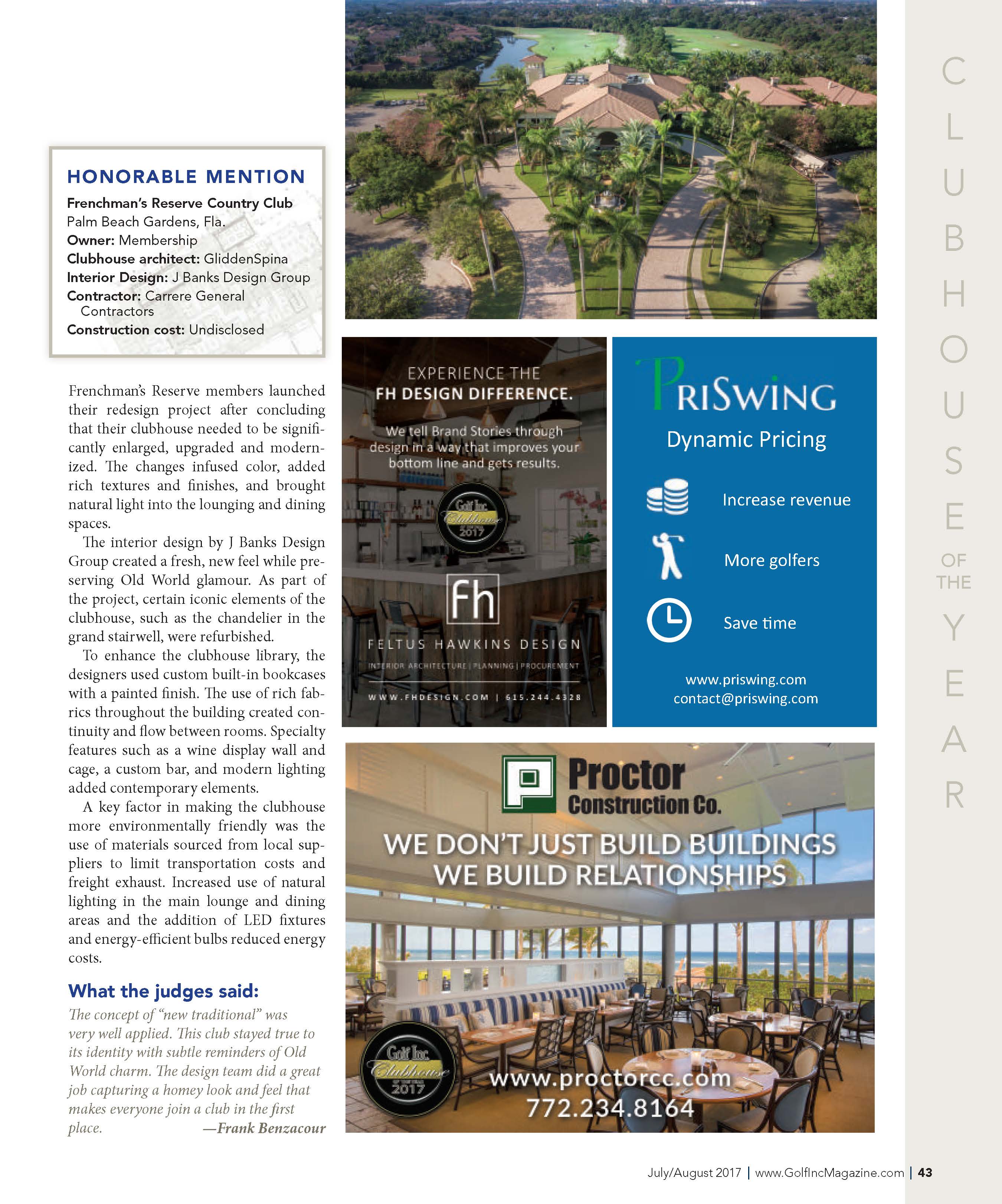 golf inc frenchman's reserve country club feature with interiors created by j banks design group