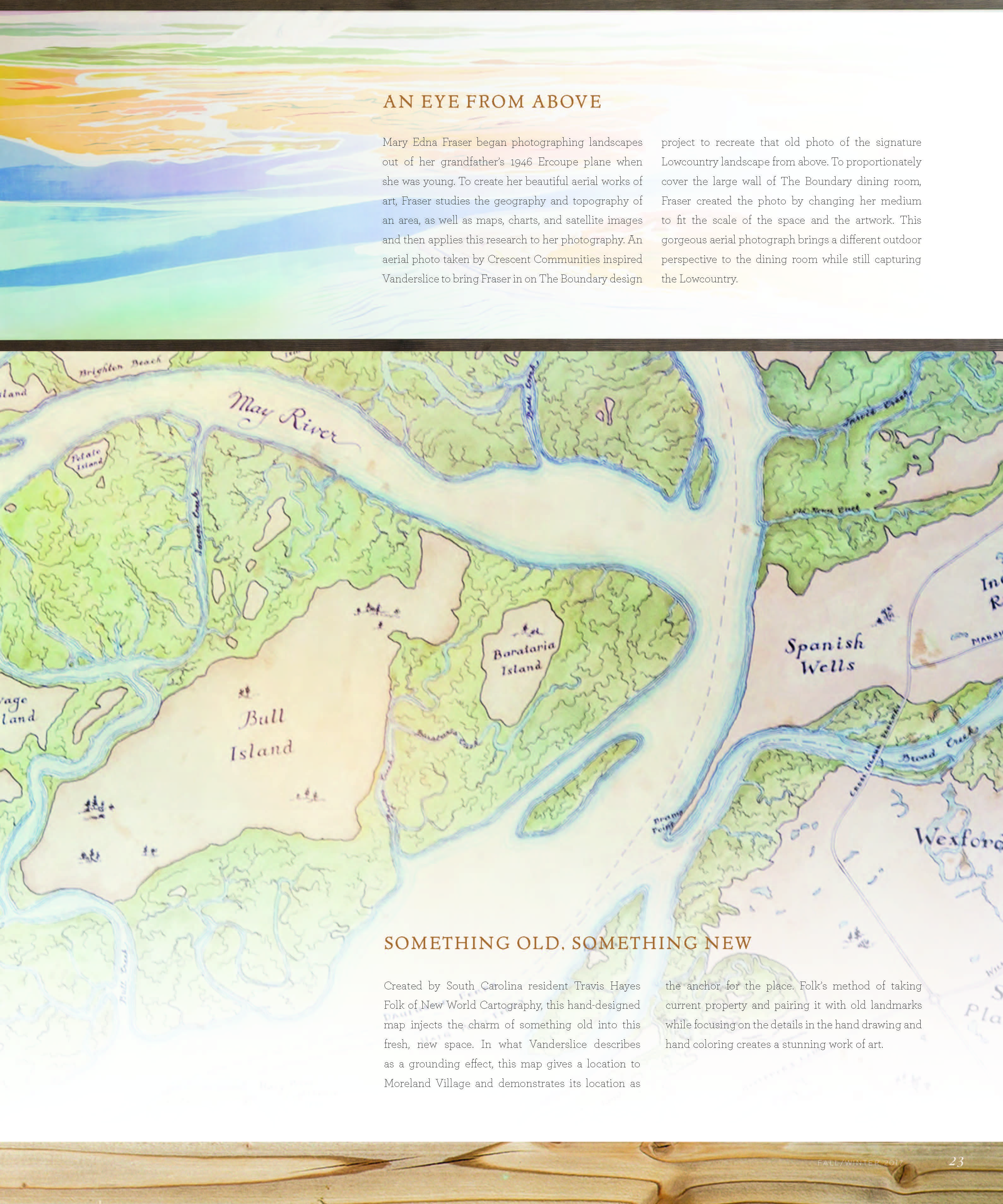 Framed Lowcountry Map placed in the moreland project by J Banks Design