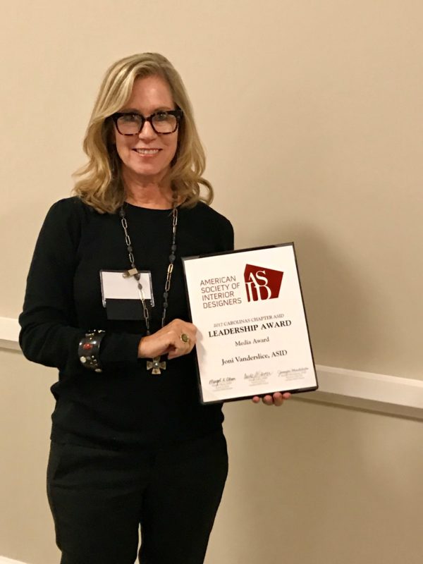 ASID Leadership Media Award in 2017 given to Joni Vanderslice of J Banks Design Group