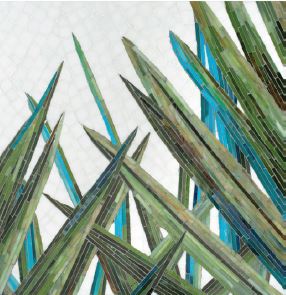 mod palm glass detail of jewel mosaics by New Ravenna designed by Joni Vanderslice for her j banks collection