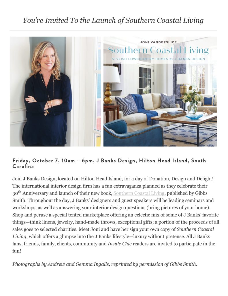southern coastal living release featured in inside chic as the author joni vanderslice entertains with a lowcountry boil