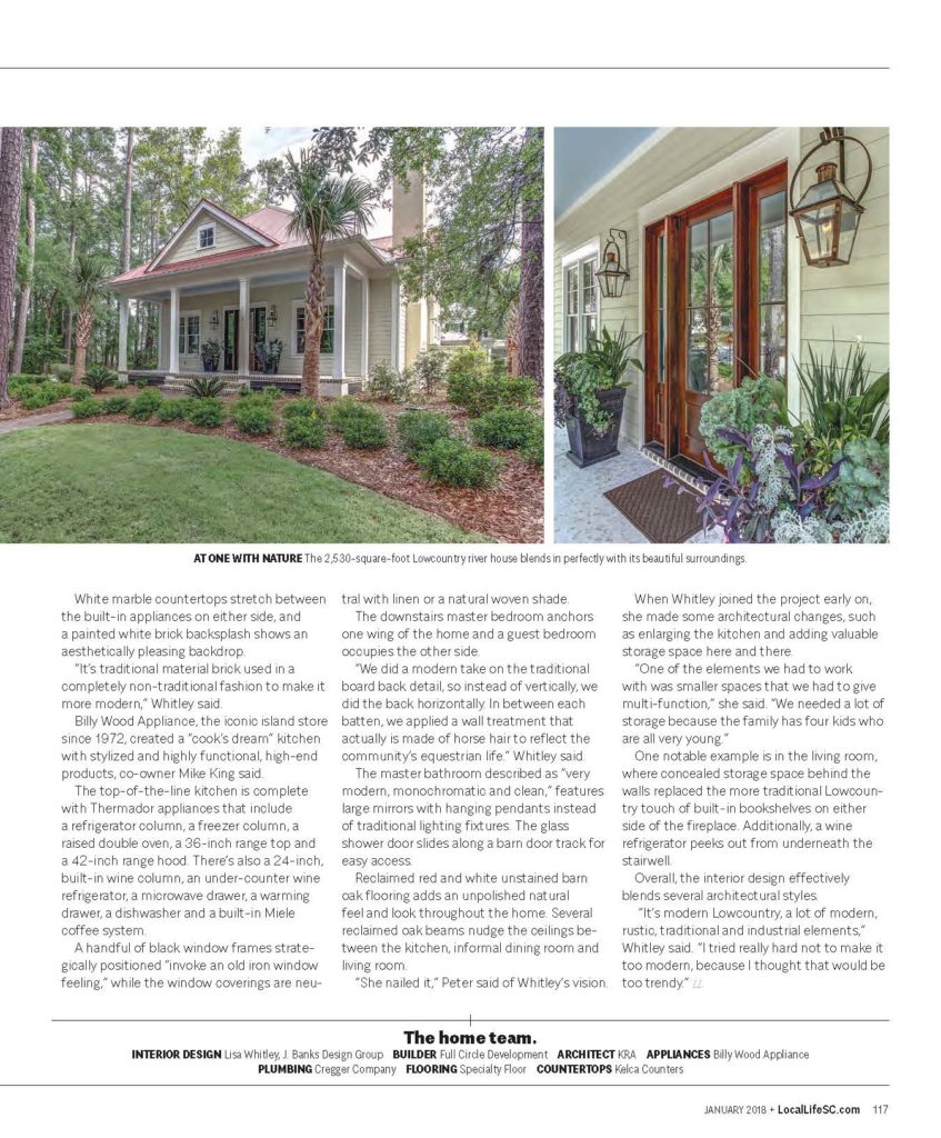 palmetto bluff home by interior designer Lisa Whitley featured in Local Life magazine January 2018