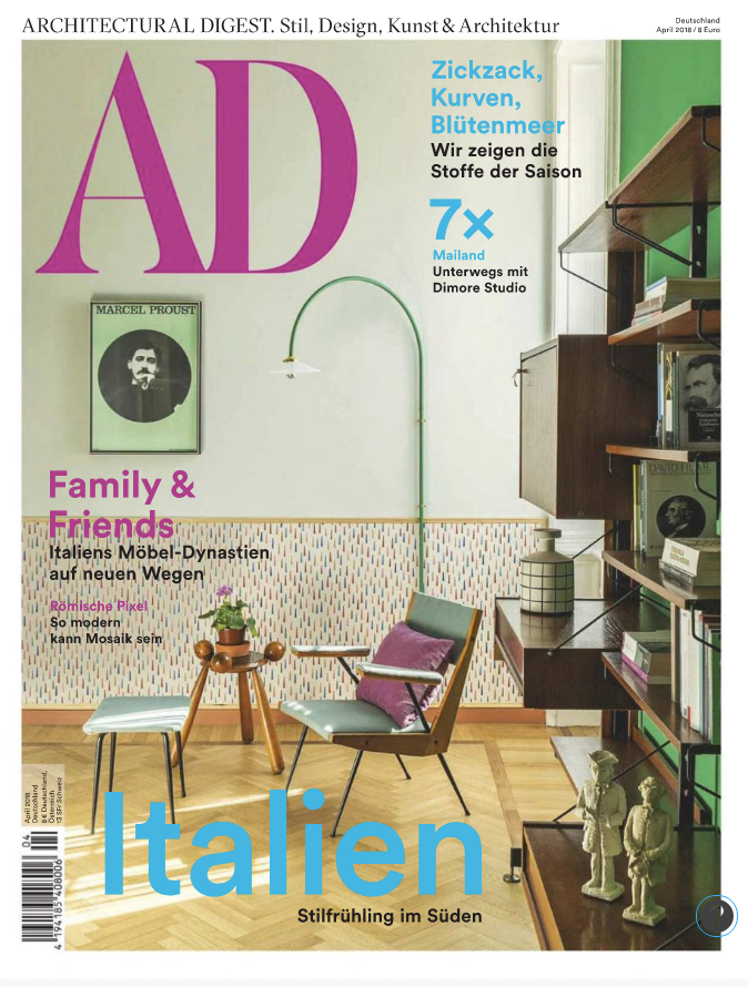 AD Germany cover with article featuring the Mod Palm mosaic pattern designed by Joni Vanderslice