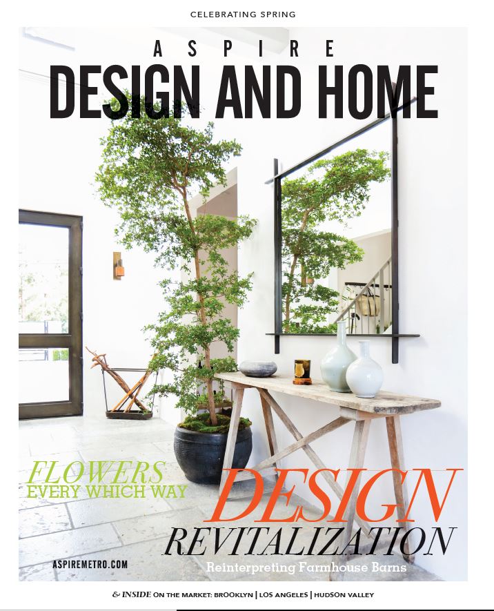 Aspire Design and Home spring 2018 issue featuring the mod palm mosaic tile by Joni Vanderslice