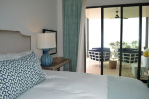 oceanfront bedroom at the Timbers Kiawah Ocean Club & Residences on Kiawah created by j banks design group with water-inspired stylistic notes