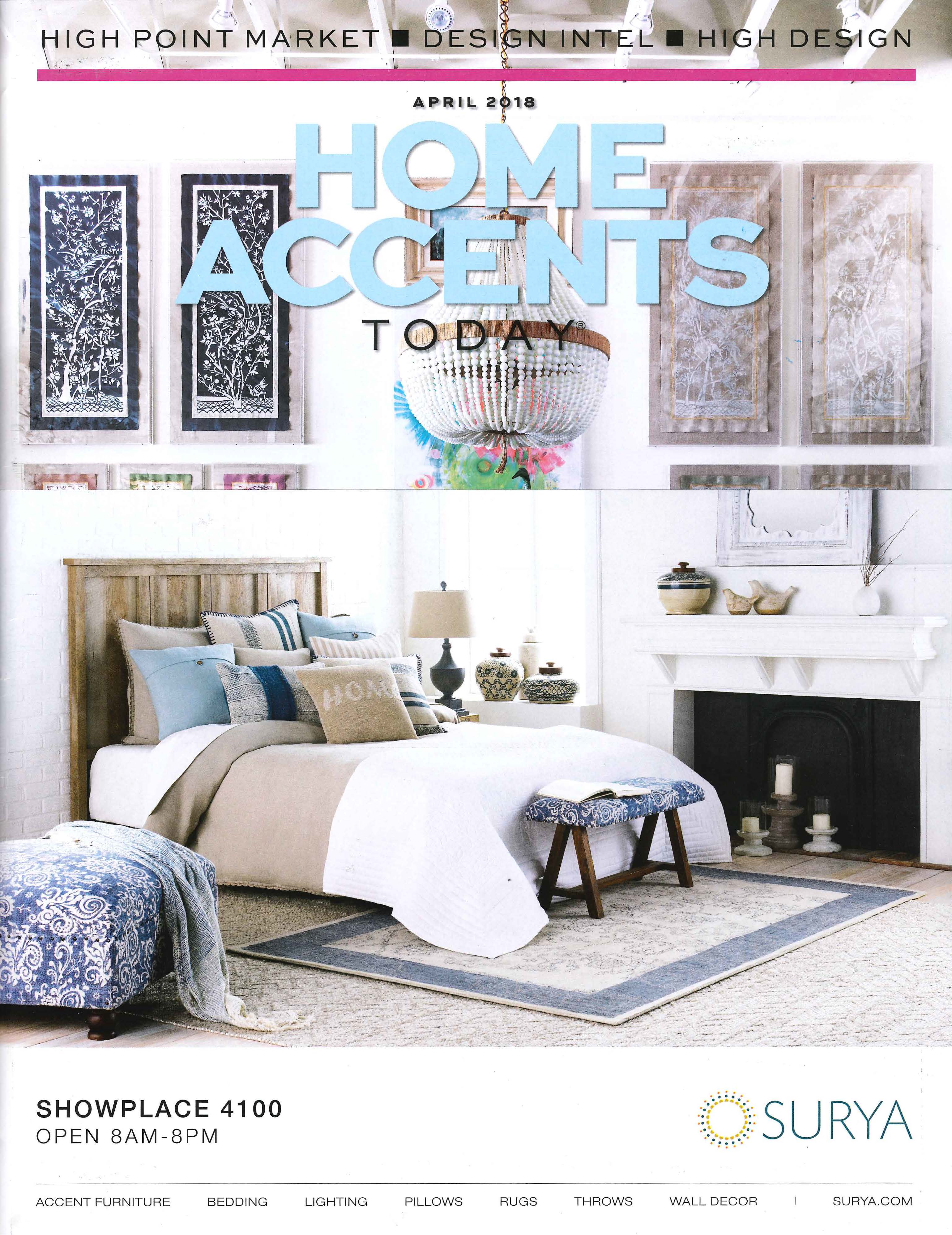 Home Accents Today cover for the April 2018 issue featuring an interview of joni vanderslice
