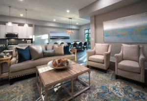 penthouse living area at the WaterWalk at Shelter Cove by J. Banks Design