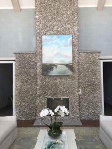oyster shell fireplace at shelter cove towne centre in hilton head by j banks design group