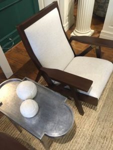 Galloway chairs in tonal cream herringbone pattern.