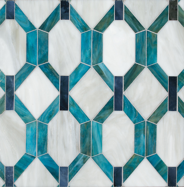 Tanzanian Trellis Grand glass is a tile pattern designed by joni vanderslice of j banks design for new ravenna