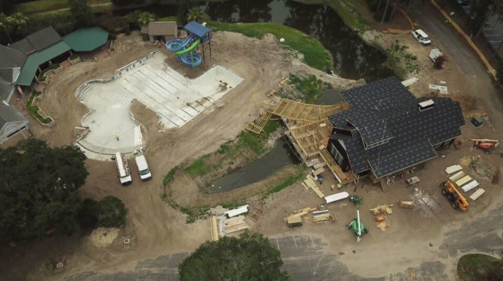 franklin creek construction progress showing the building of different facets of the resort at the landings