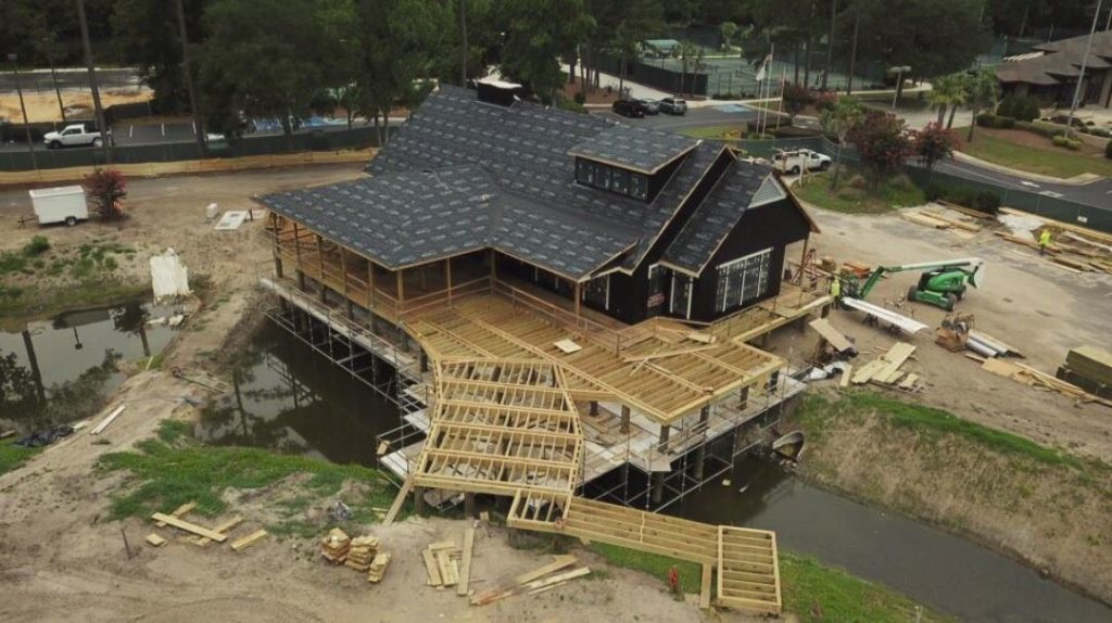 aerial view of franklin creek at the landings under construction