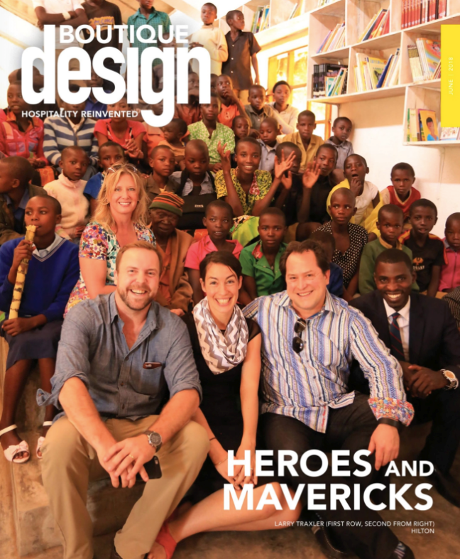 cover of Boutique Design magazine featuring J Banks Design's Mod Palm mosaic pattern