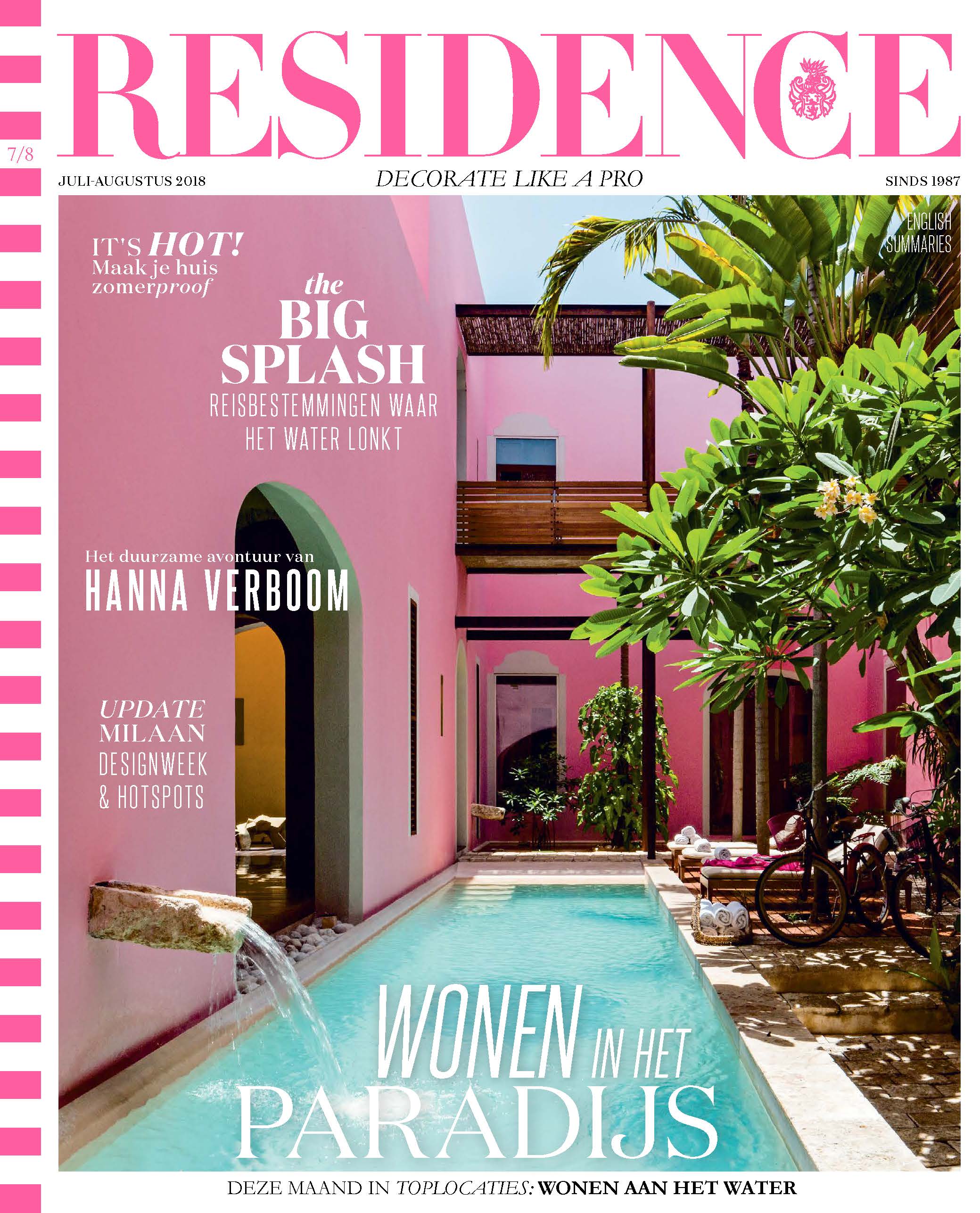 Residence magazine cover for july august 2018 featuring Tanzanian Trellis Grand mosaic pattern