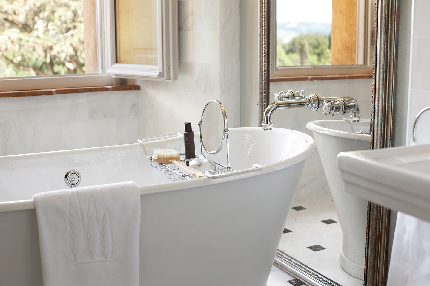 luxury bathroom in hotel castello di casole resort in tuscany