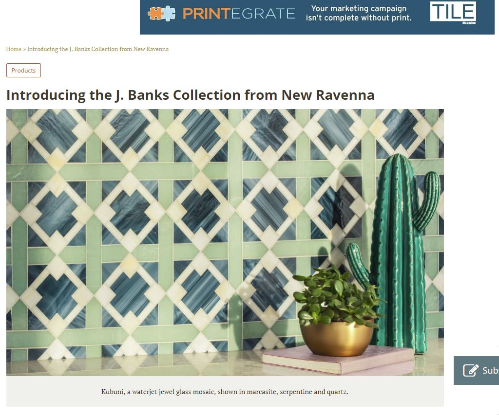 tile magazine highlights Kubuni waterjet jewel glass mosaic by joni vanderslice for new ravenna