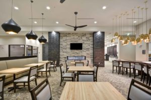 a lodge fireplace in the homewood suites in cary north carolina by j banks design group