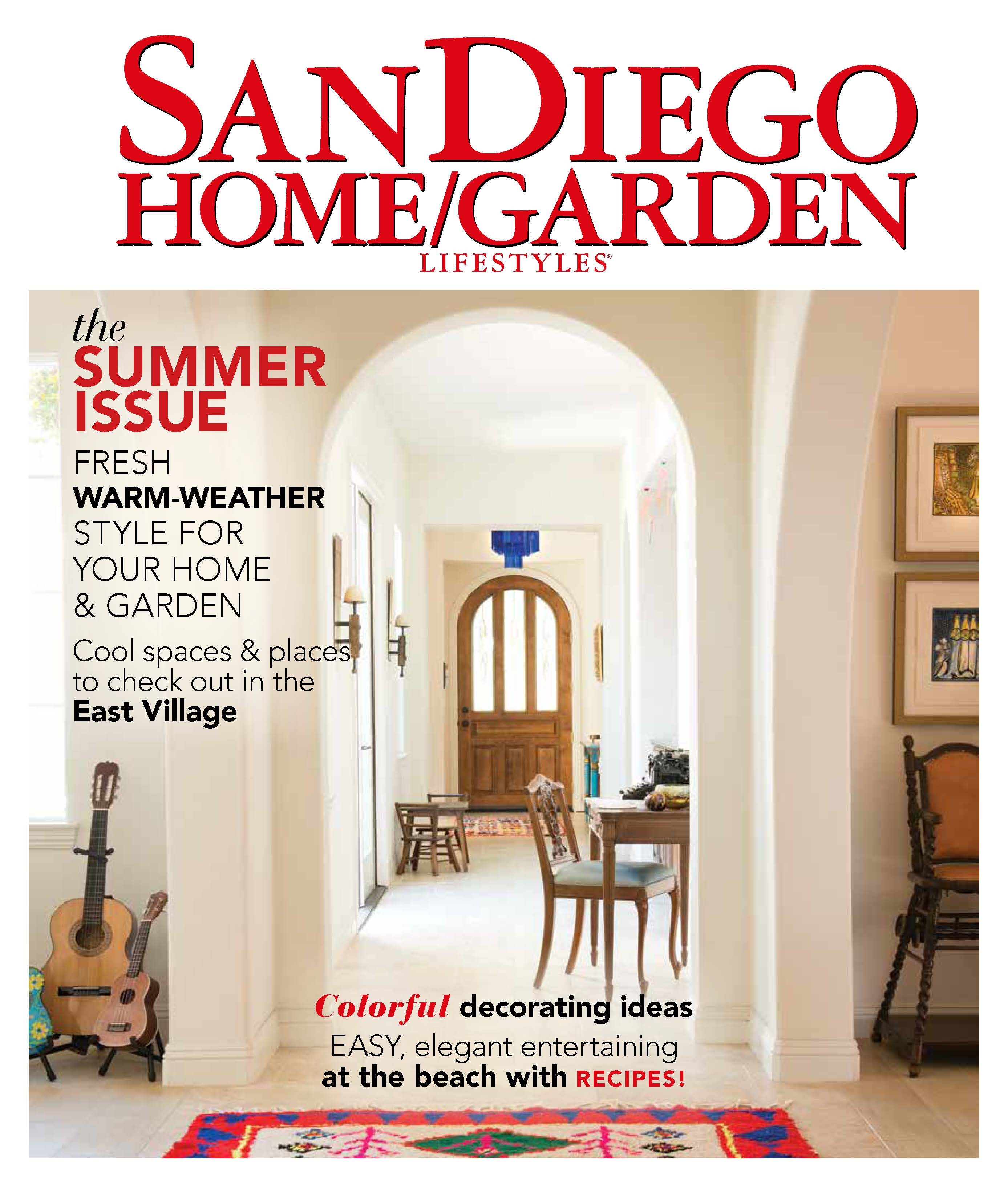 cover of the San Diego Home Magazine featuring Mod Palm tile by j banks design founder joni vanderslice