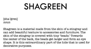 definition shagreen stingray explaining the texture of the surface material