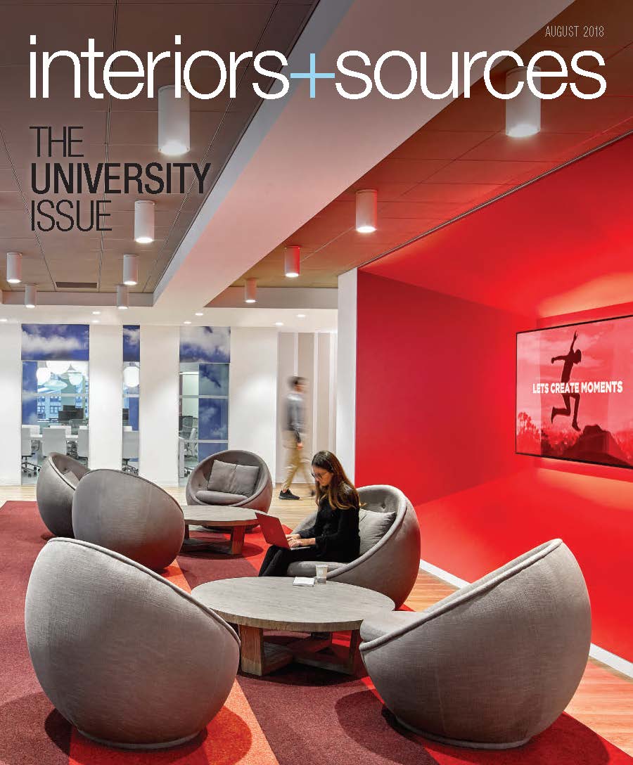 cover of Interiors + Sources including J Banks tile collection designed by Joni Vanderslice for New Ravenna
