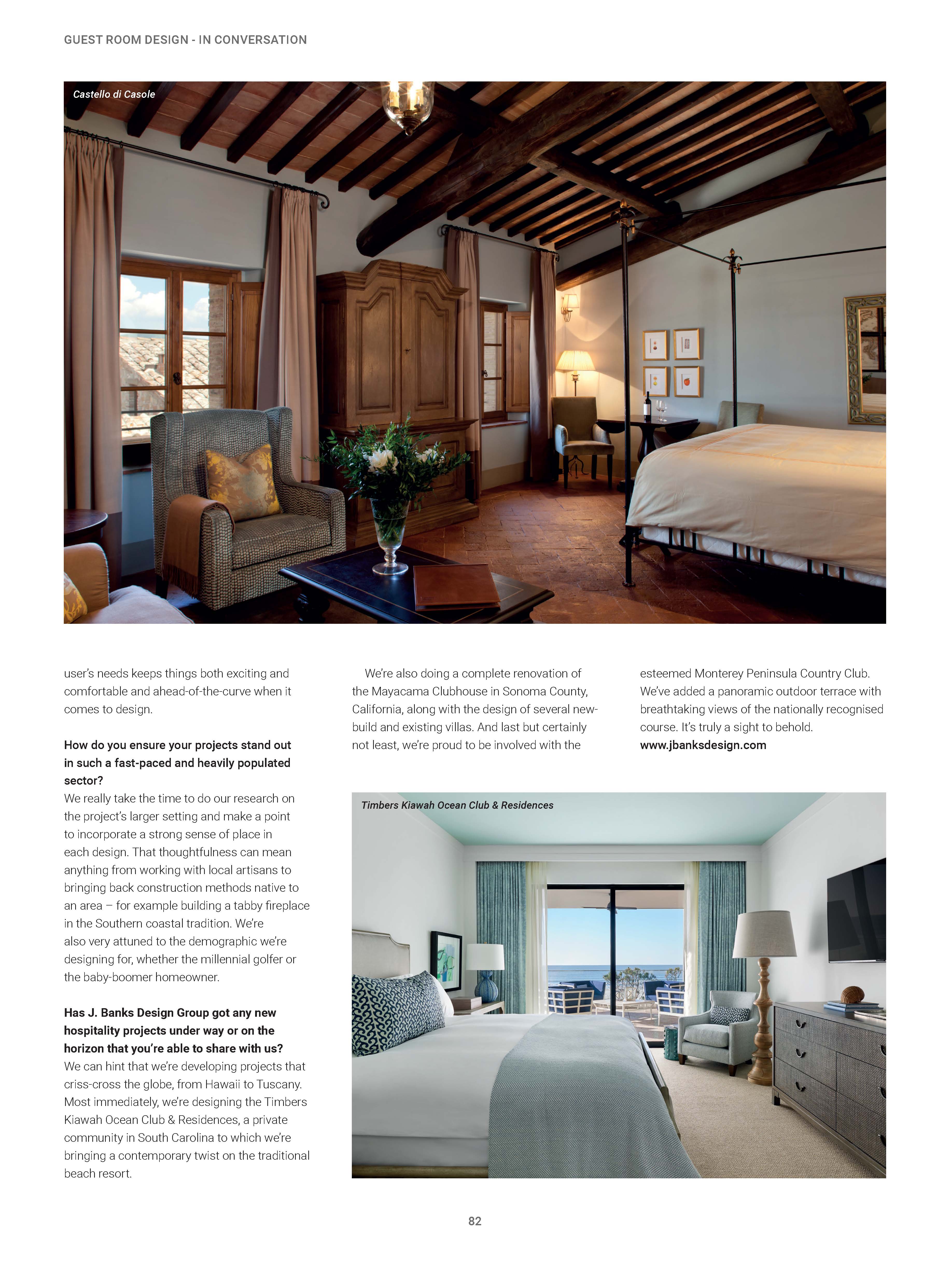 Hospitality Interiors features Joni Vanderslice of J Banks Design talking about Timbers Kiawah Design Details