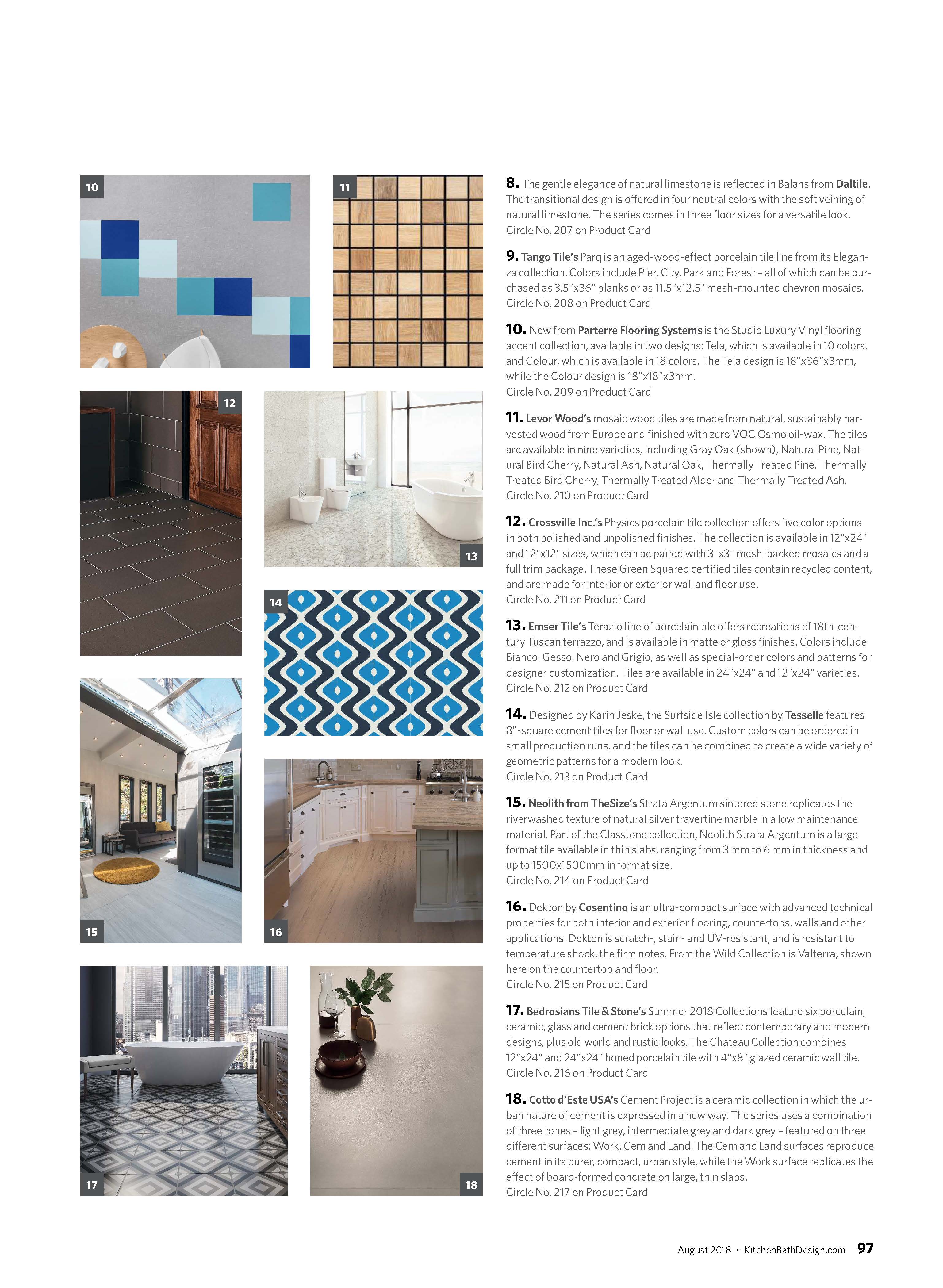 Kubuni from J. Banks Design included in Kitchen & Bath Design News in glorious flooring product review