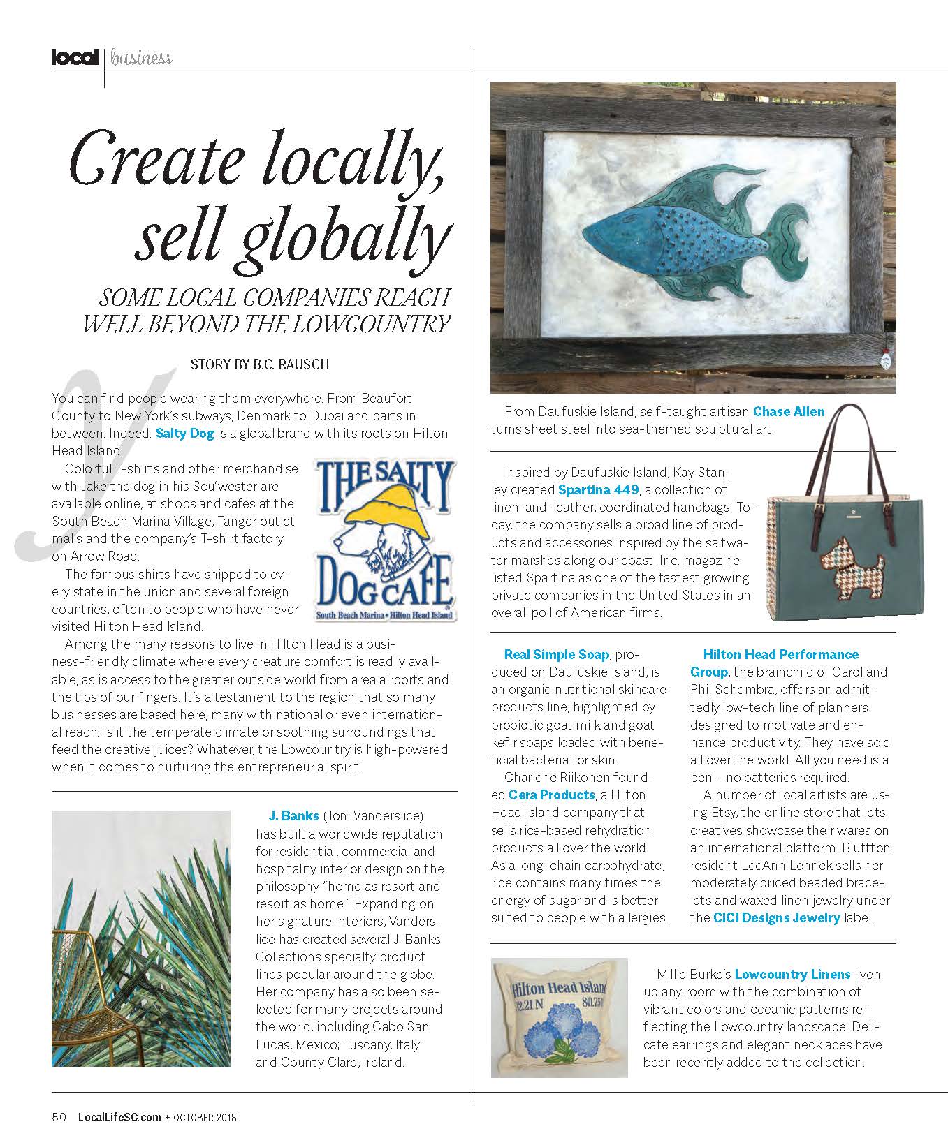 Local Life magazine features J Banks Collections in create locally sell globally