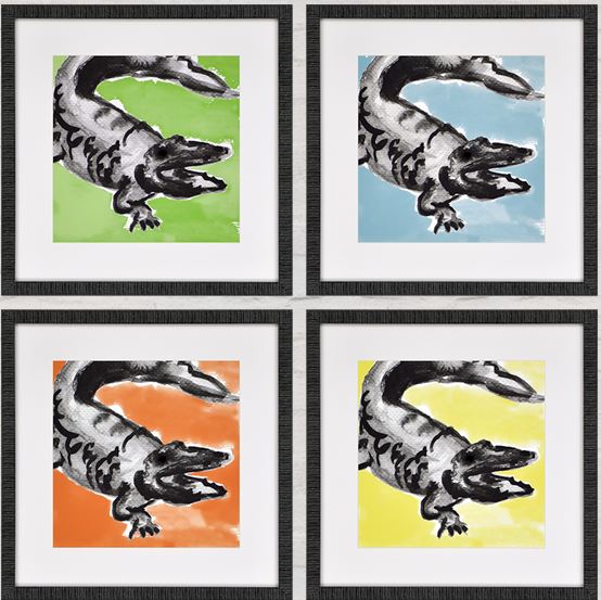 gator joe set of 4 alligator prints in the J Banks Collection designed by Joni Vanderslice for Paragon Art