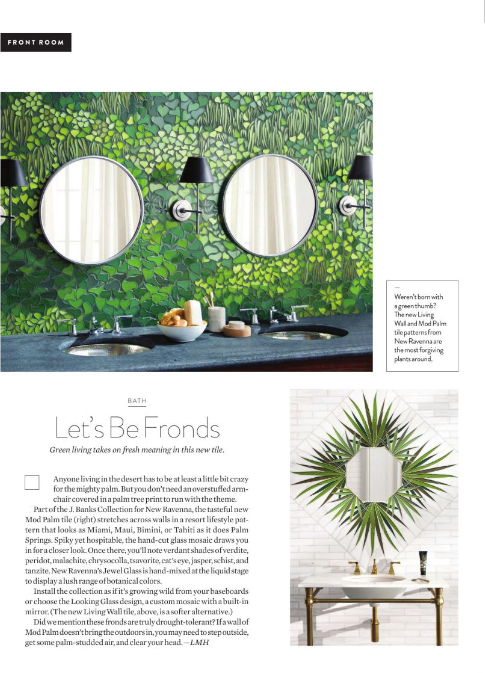 Joni Vanderslice Tile Collection for New Ravenna featured in palm springs life