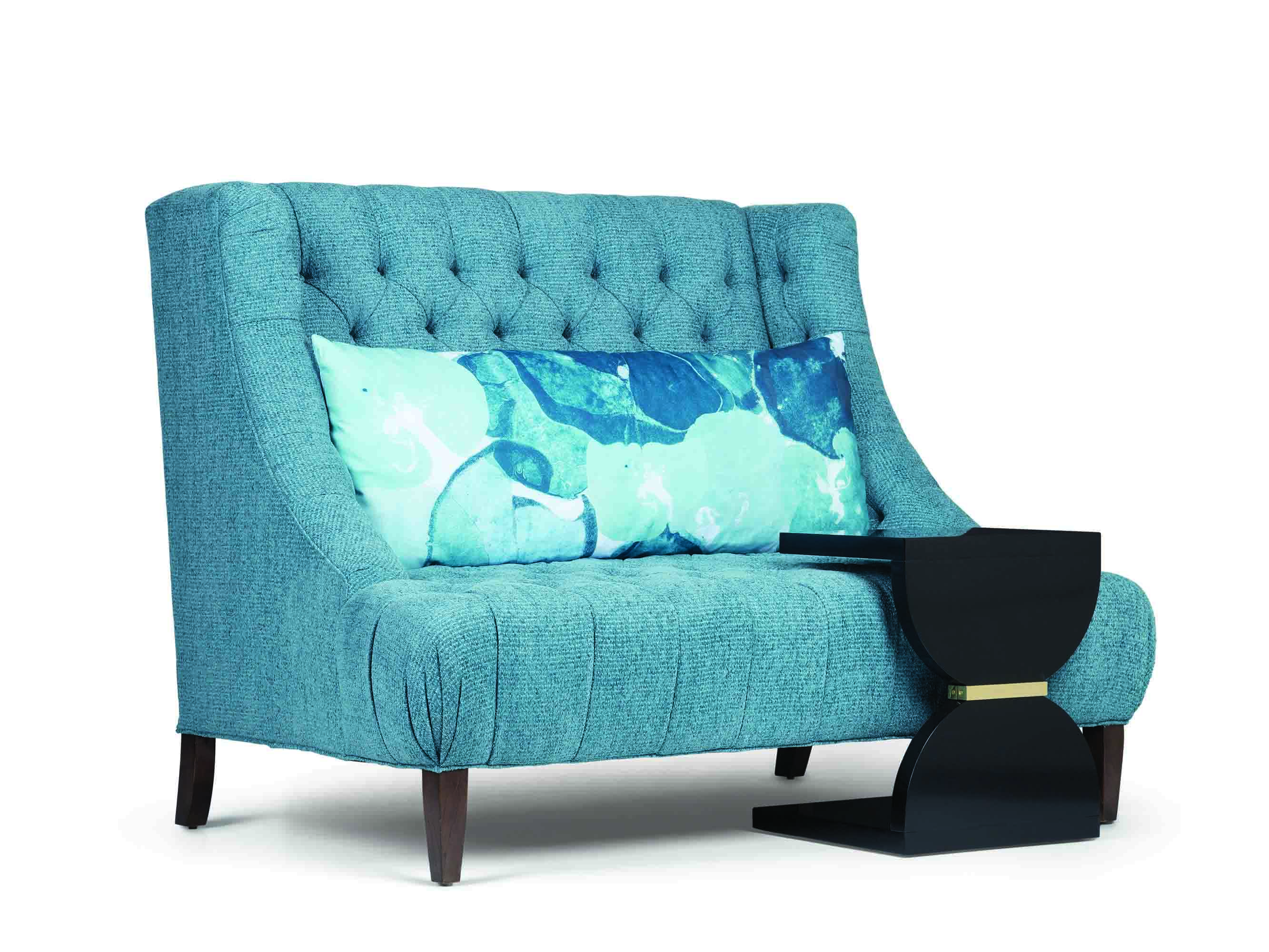 Alyssa Loveseat and Blake Occasional Table in the J Banks Collection for EJ Victor designed by Joni Vanderslice