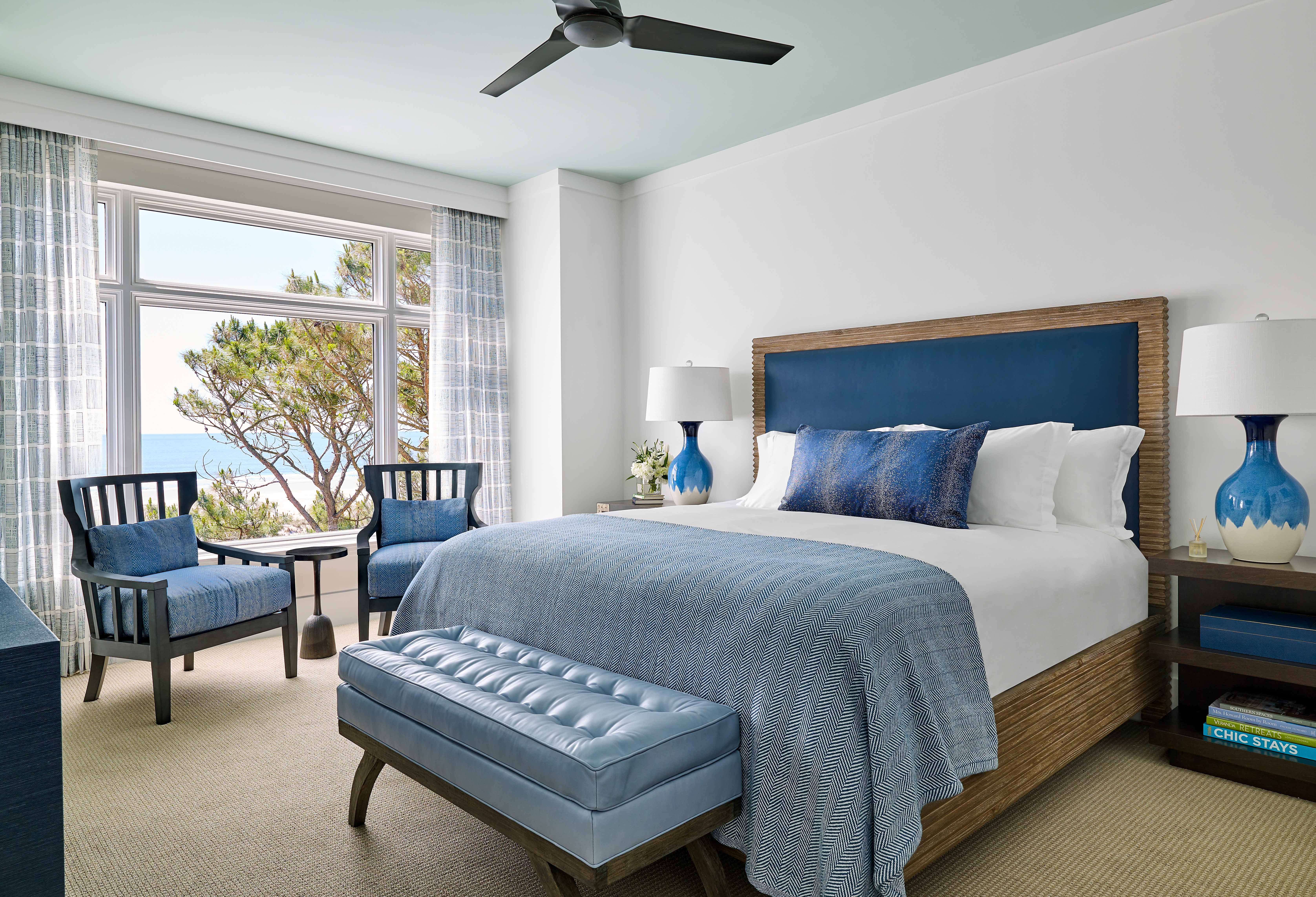 oceanfront bedroom at the timbers in kiawah island designed by the J. Banks Design Group