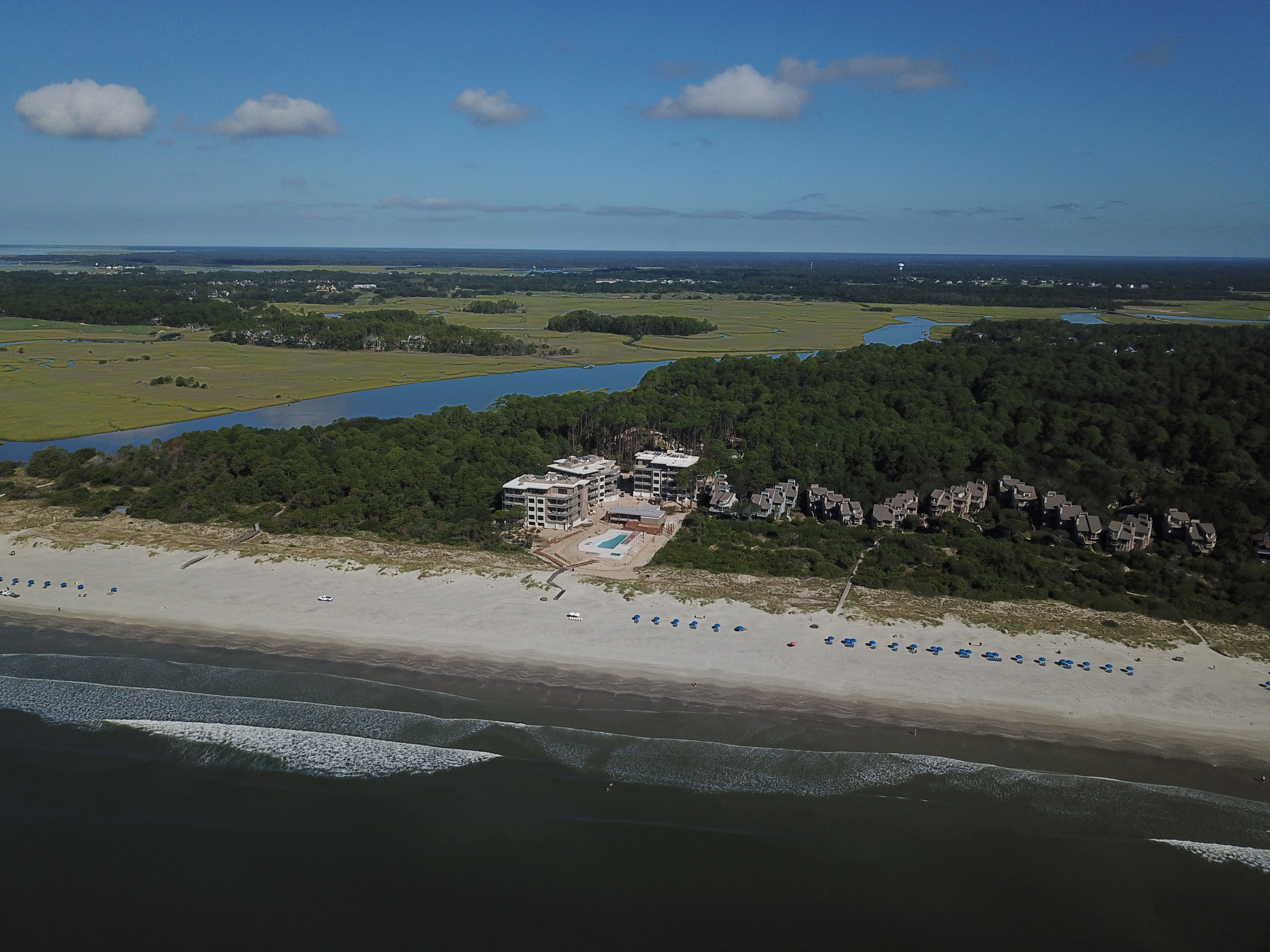 an aerial view of the timbers in kiawah island with interiors designed by the J. Banks Design Group