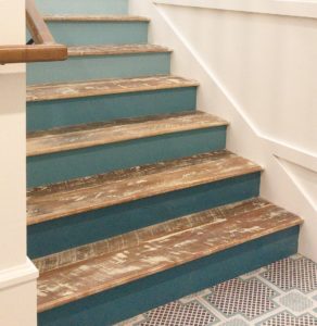 stairway at the timbers in kiawah island designed by the J. Banks Design Group showing patina