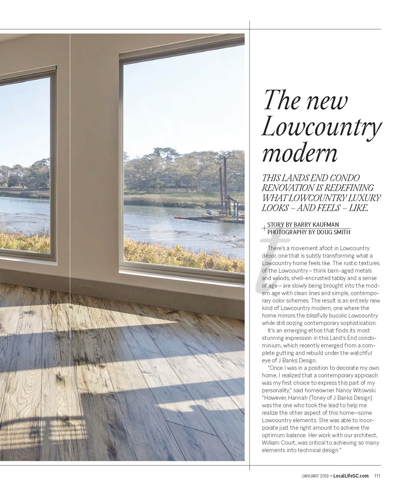 Local Life magazine features a Hilton Head Vacation Home Renovation by J. Banks Design Group titled The new Lowcountry modern