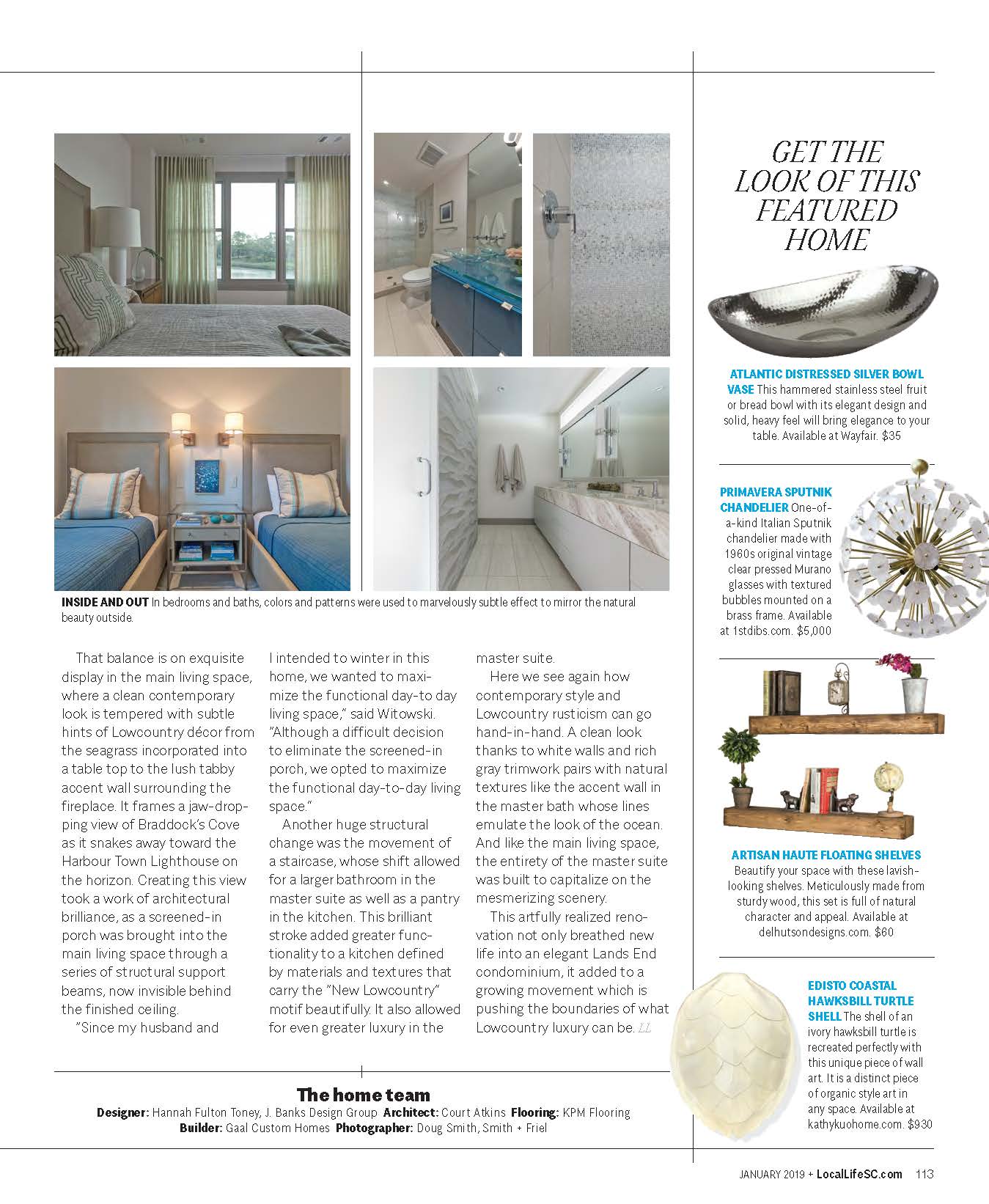 the article five ideas for your home in Local Life magazine includes J. Banks Design Group