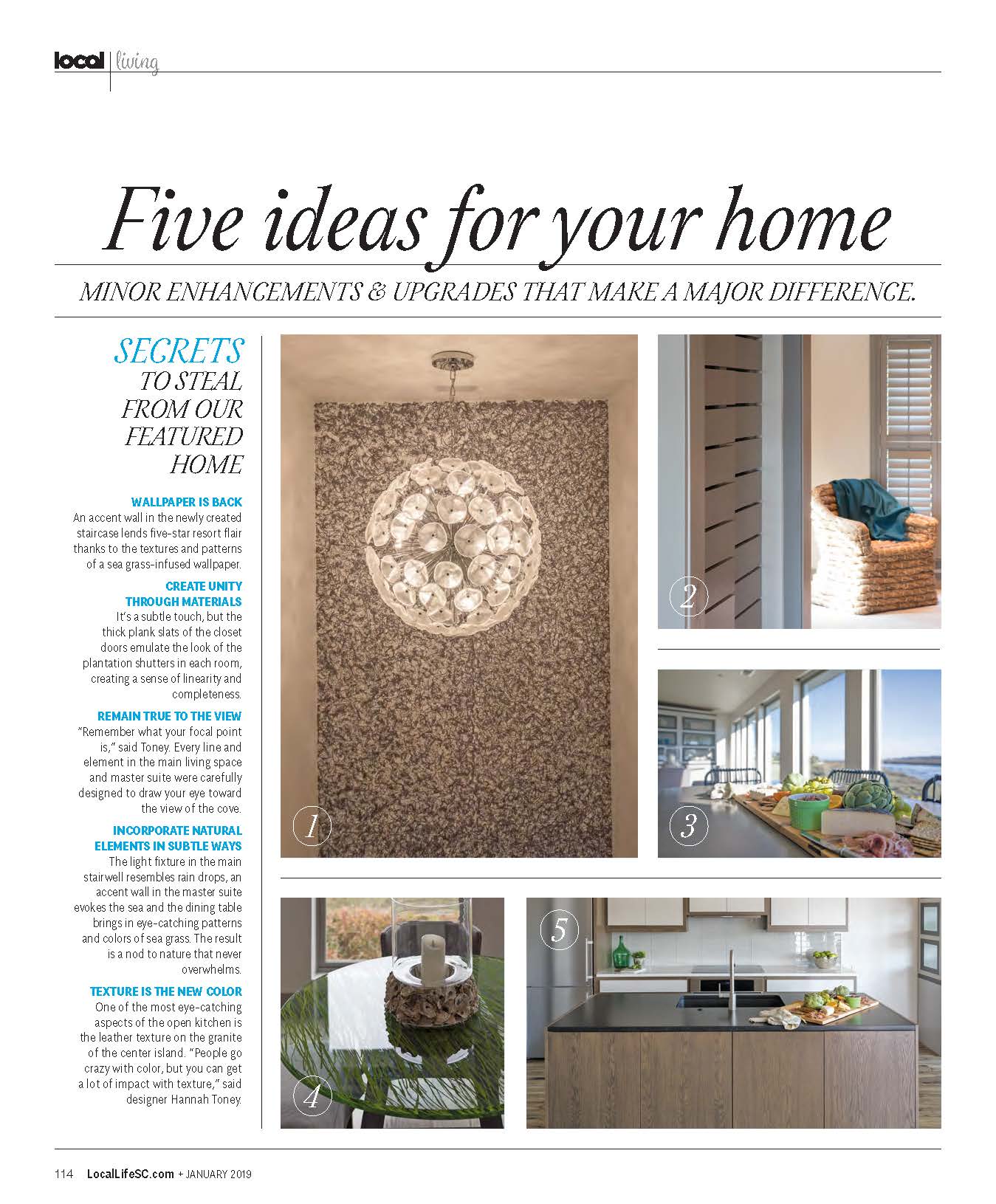 five ideas for your home feature in Local Life magazine including J. Banks Design Group