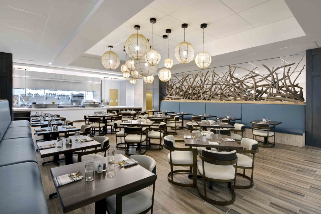 Harvest & Reel restaurant in the Embassy Suites in St. Augustine, designed by the J. Banks Design Group, makes it clear this is a seaside restaurant