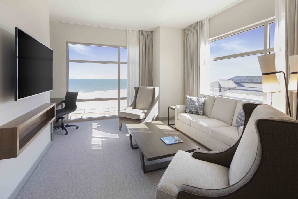 looking toward the ocean from a room in the Embassy Suites in St. Augustine designed by the J. Banks Design Group