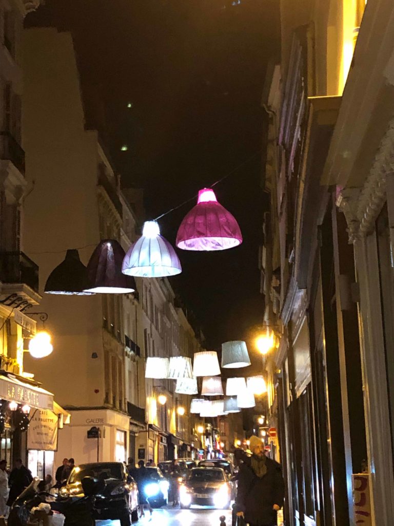 colorful fabric lanterns on the left bank during Paris Deco Off