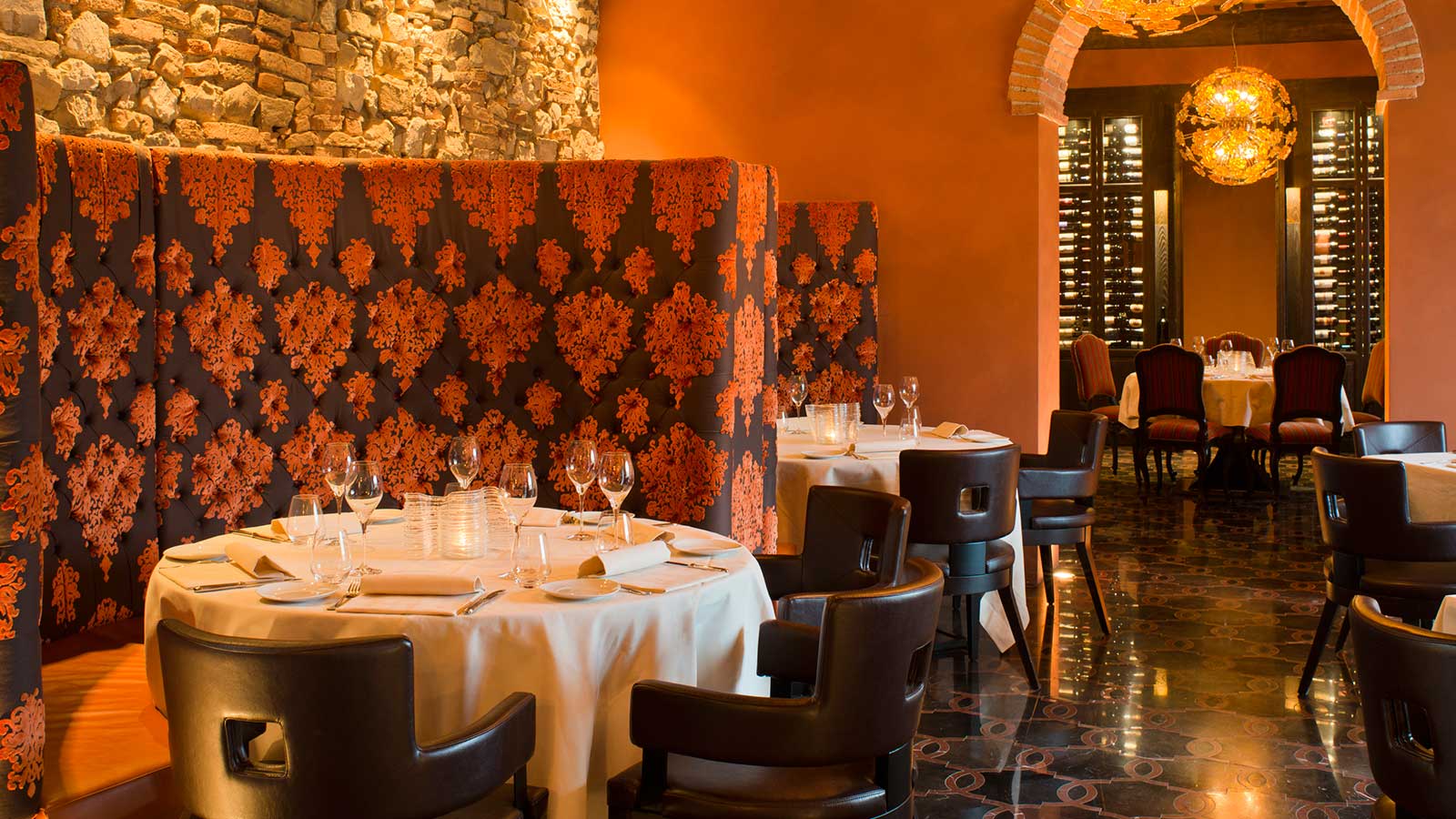 j banks design group colorful dining room at hotel castello di casole ristorante tosca