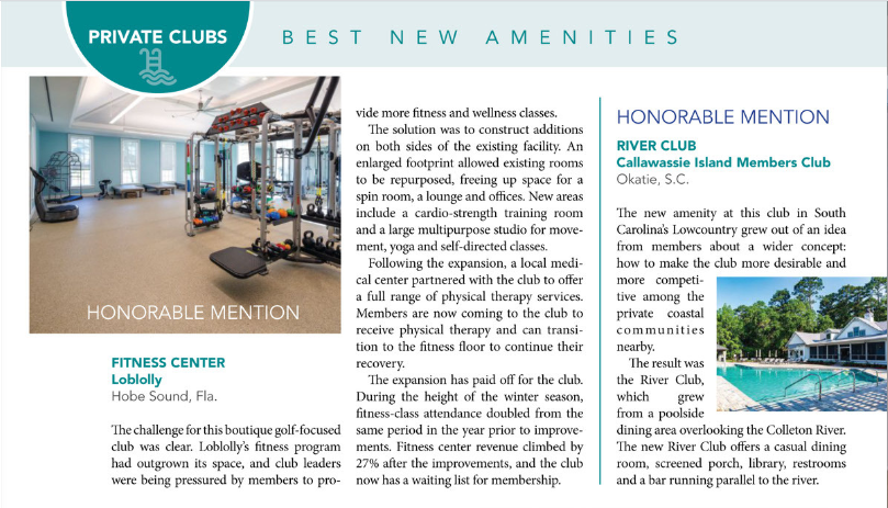 olf Inc magazine features J Banks Design Group clubhouse design