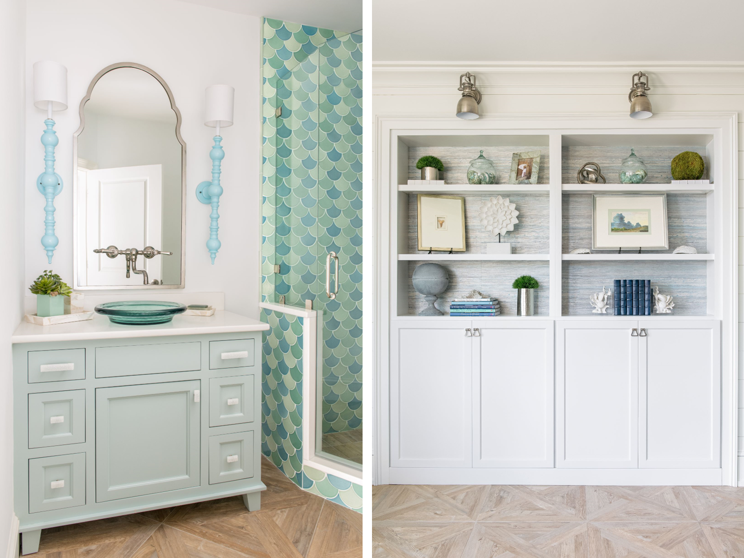 ocean hues and unique textures and patterns create a fun coastal retreat designed by J. Banks Design Group