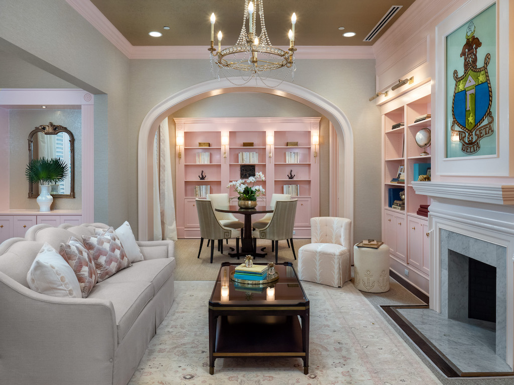 The alumnae library of Delta Gamma, the sorority house design by J. Banks.