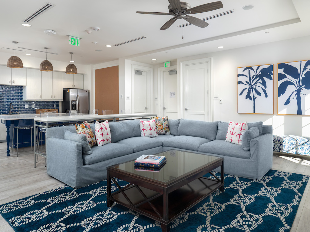 The anchor room/kitchenette of Delta Gamma, the sorority house design by J. Banks.