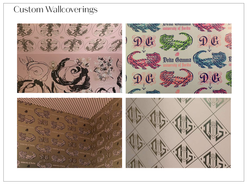 Custom wallpaper designed by Joni Vanderslice for the Delta Gamma sorority.